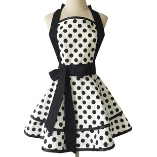 外贸现货棉圆点双层烘焙女厨房做饭绘画工作apron围裙批发