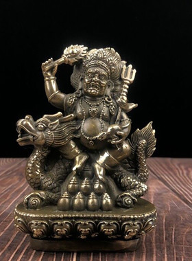 古玩黄铜藏佛系列骑龙黄批发家居客厅摆件仿古黄铜财神摆设财神