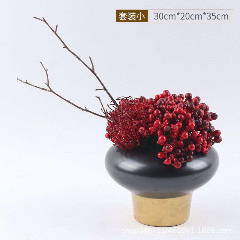 新中式花艺装饰品玄关前台整体仿真花工艺品家居客厅酒店软装饰品