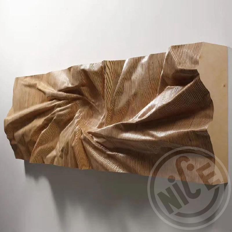 简约大气餐厅立体实物画走廊玄关几何抽象装饰画酒店别墅木雕挂画图片