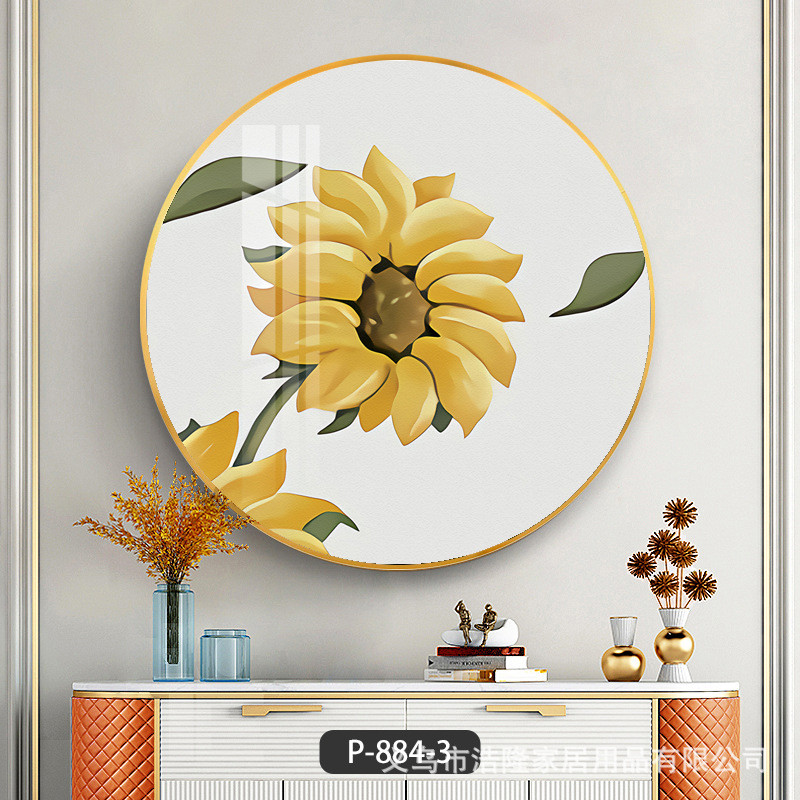 玄关装饰画风格轻奢圆形北欧ins现代简约客厅墙面挂画壁画定制图片
