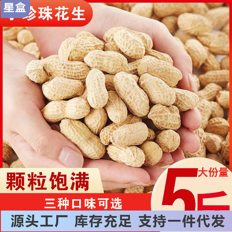 新货山东小珍珠花生炒原味蒜香五香核桃熟卤味1斤带壳袋装香酥5斤