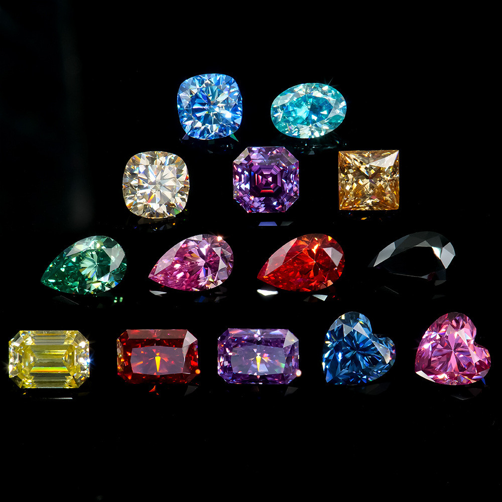 热销厂家异形莫桑裸石1ct彩色现货批发颜色规格齐全vvs莫桑石可过