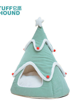 tuffhound宠物保暖猫窝狗窝暖窝垫猫咪帐篷圣诞树睡觉休息窝冬季