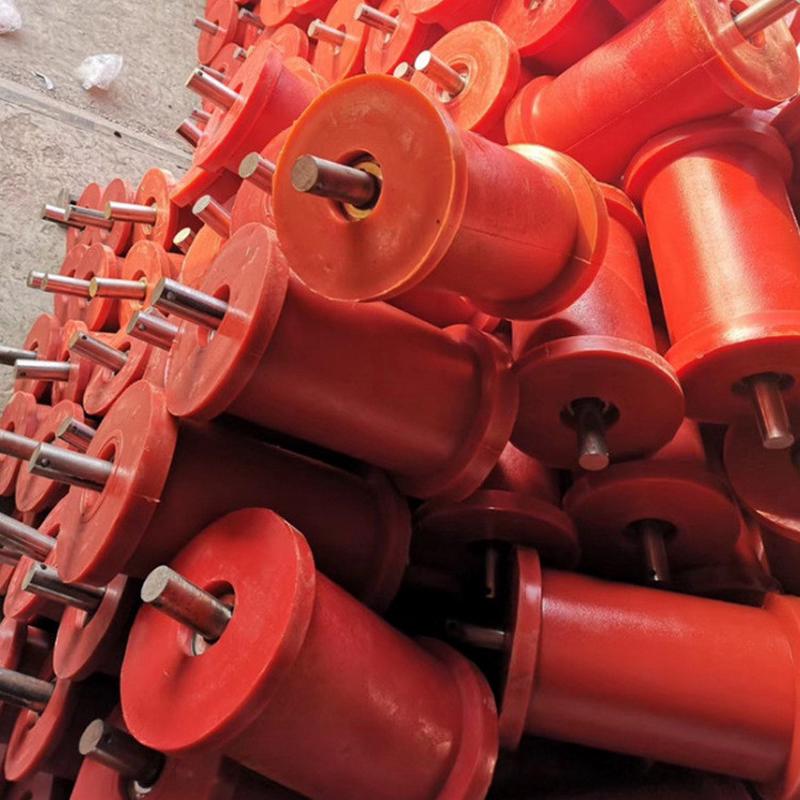 热销山东现货尼龙橡胶钢丝滚矿用聚氨脂地滚矿用地用橡胶地滚批发