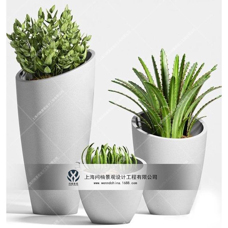 商业美陈 商场植物花盆装饰玻璃钢材质创意几何造型花缸花艺花器