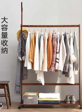 落地衣架实木衣服架子简易家用卧室挂衣架落地卧室木质衣新品