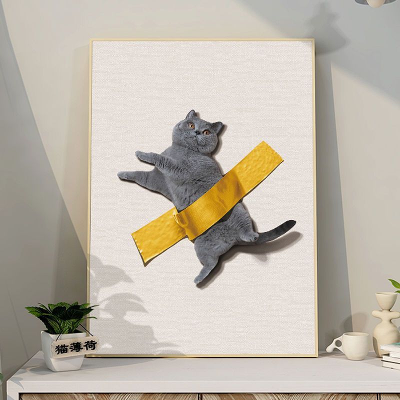 北欧客厅猫咪装饰画趣味宠物蓝猫玄关画可爱动物餐厅墙面挂画图片
