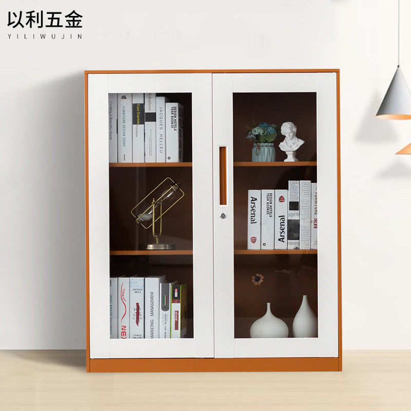 以利咖白钢制文件柜矮柜 窄边套色铁皮储物柜 玻璃门对开地柜加厚,办公设备/耗材/相关服务,3D打印机配件,淘宝优惠券,粉丝福利购,淘宝优惠卷