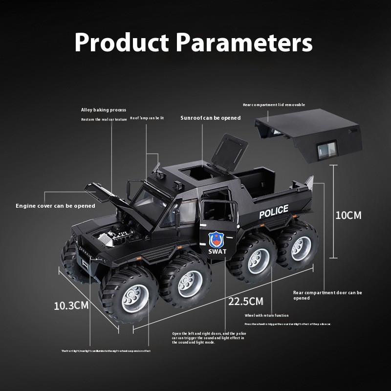 1: 24 Conqueror Shaman 8X8 Alloy Car Model