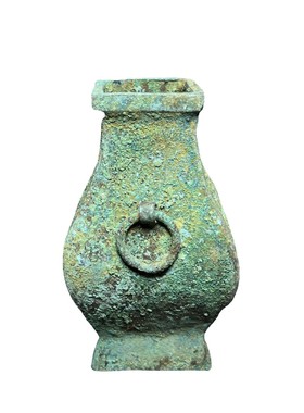 汉代古董彝壶方瓶古玩收藏仿古古代摆件做旧青铜器老物件青铜方壶