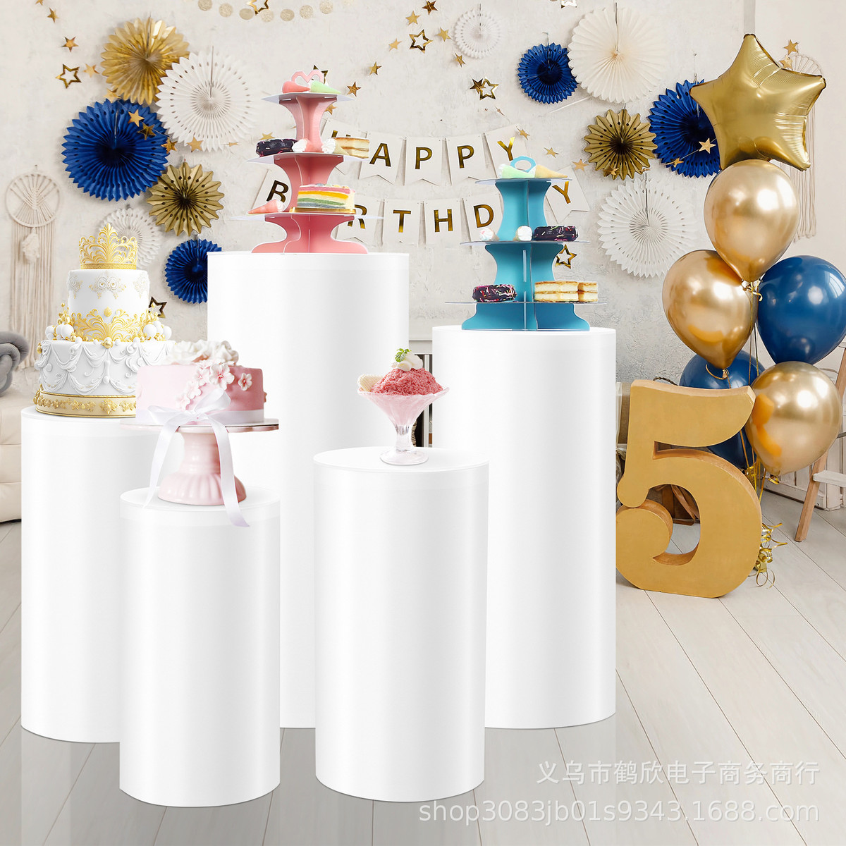 透明亚克力婚庆甜品摆台圆形立柱高档展示台装饰圆柱拆装式白色台