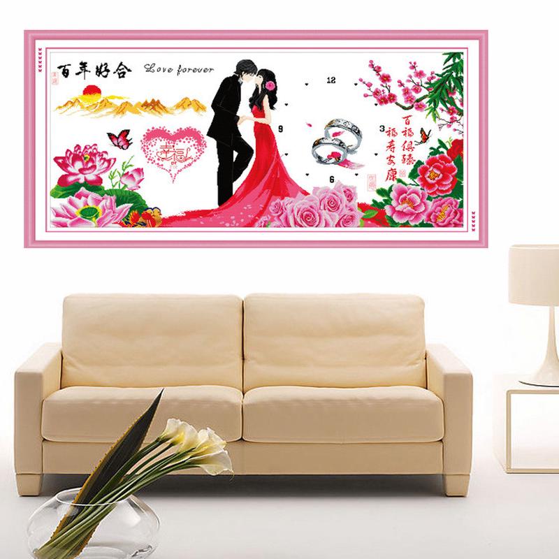 热销电脑机绣十字绣成品新款幸福约定画好合客厅装饰大百结婚礼