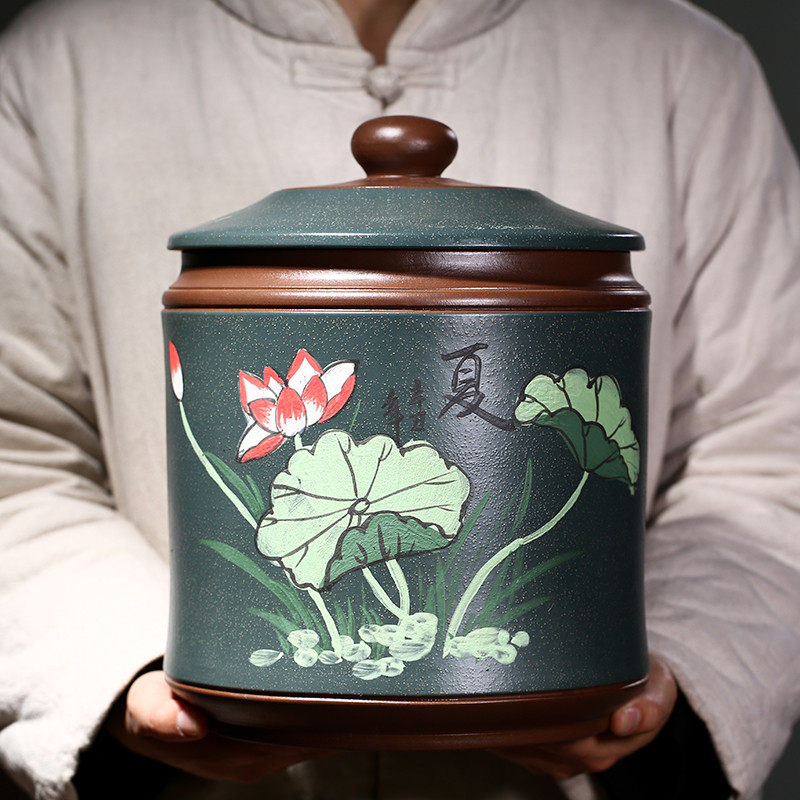 紫砂茶叶罐家用大号储存茶缸普洱茶饼收纳醒茶罐陶瓷密封罐子包邮