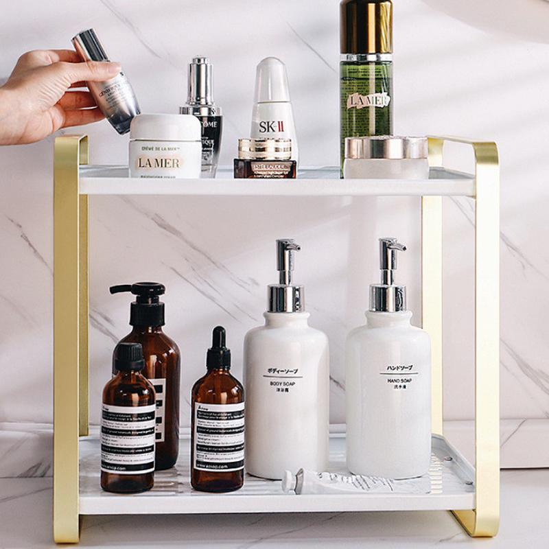 热销卫生间洗漱台面置物架浴室厕所轻奢桌面梳妆化妆用品收纳架子