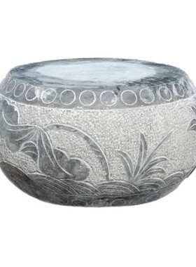 厂家直供青石雕刻柱顶石仿古做旧景区墩石柱建筑圆形空心柱脚石