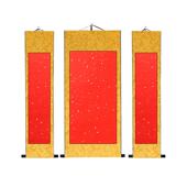 四尺万年整张红洒金空白宣纸挂轴大红色春节毛笔书法专用对开卷轴