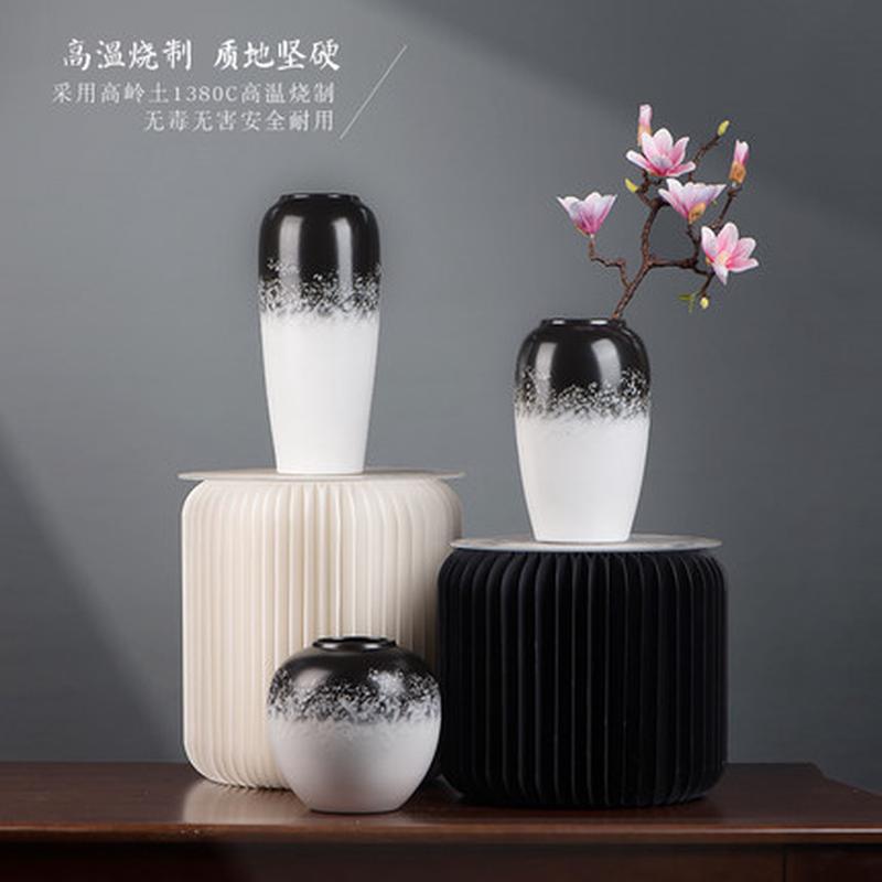 雪花釉花瓶摆件样板房售楼处客厅陶瓷插花创意餐桌装饰品现代简约