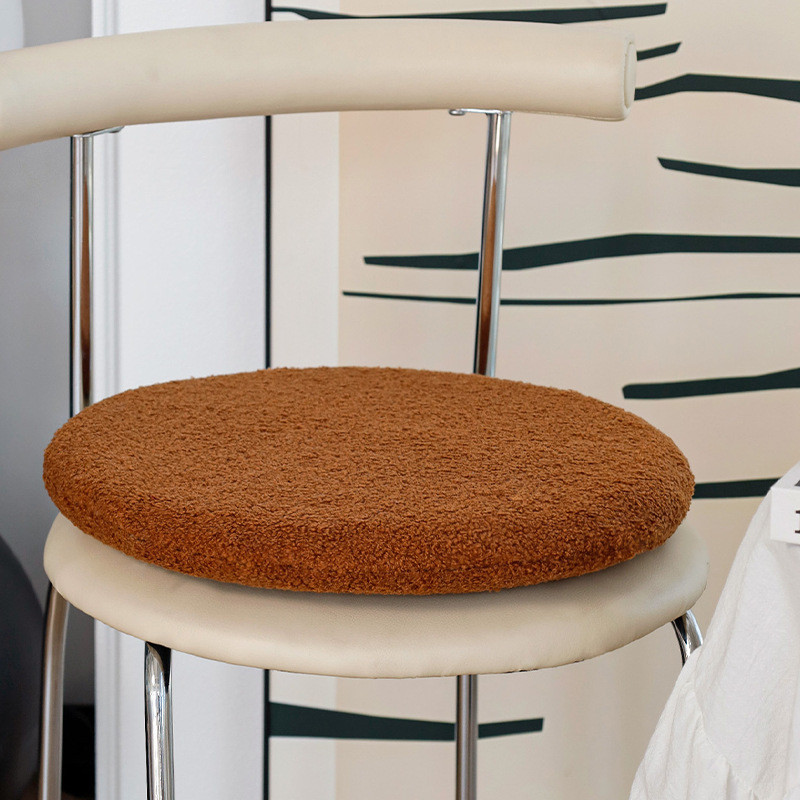 泰迪北欧绒椅垫屁垫沙发办公室圆形餐椅子垫加厚记忆海绵冬季坐垫