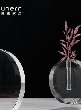 热销现代简约创意玻璃花瓶摆件售楼处样板间客厅插花艺术饰品软装