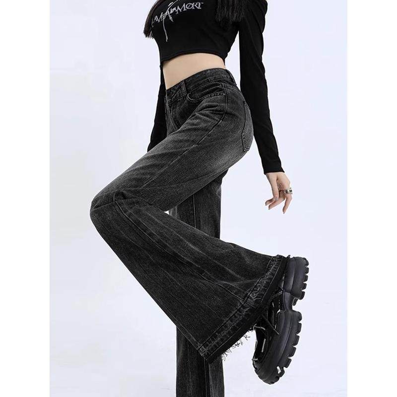 美式黑灰色微喇大码梨型身材遮胯显瘦不显三角区,女装/女士精品,大码裤装,淘宝优惠券,粉丝福利购,淘宝优惠卷