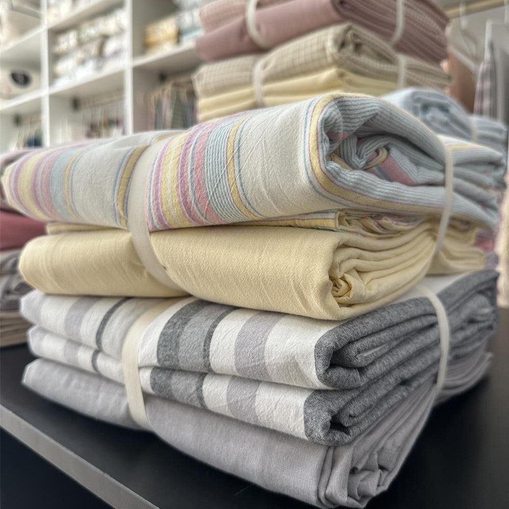 無印新款全棉水洗棉床上四件套简约纯棉格子被套纯色床单床笠床品,床上用品,床品套件/四件套/多件套,淘宝优惠券,粉丝福利购,淘宝优惠卷