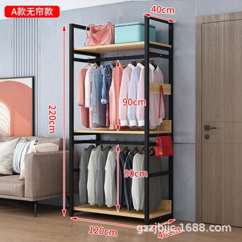 家用挂衣架落地门口金属衣帽架架子多功能置物出租房网红衣柜