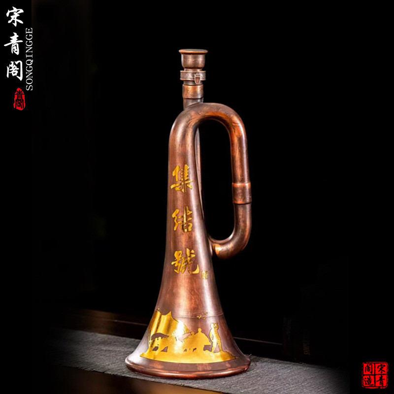 热销创意仿古装饰空酒瓶三斤装集结号密封酒壶3斤喇叭收藏陶瓷瓷