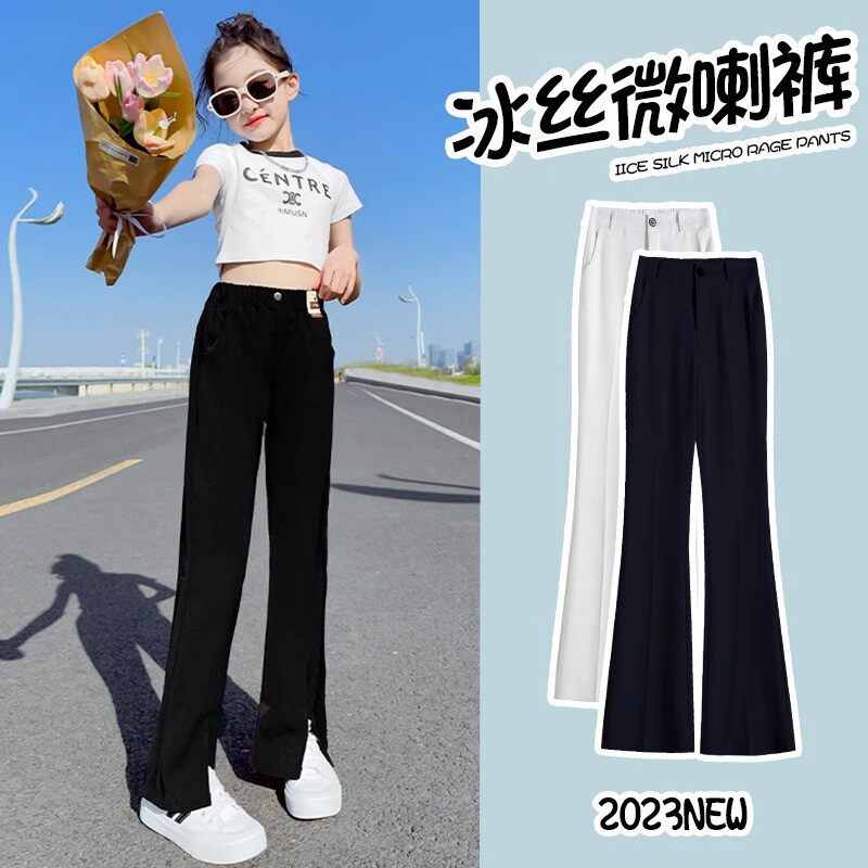 夏季薄款2025新款女大童休闲外穿长裤夏天儿童冰丝