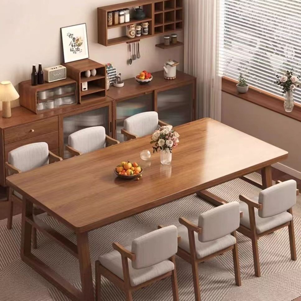 热销2024新款吃饭桌子实木腿饭桌长方形餐桌家用客厅家用长条桌大