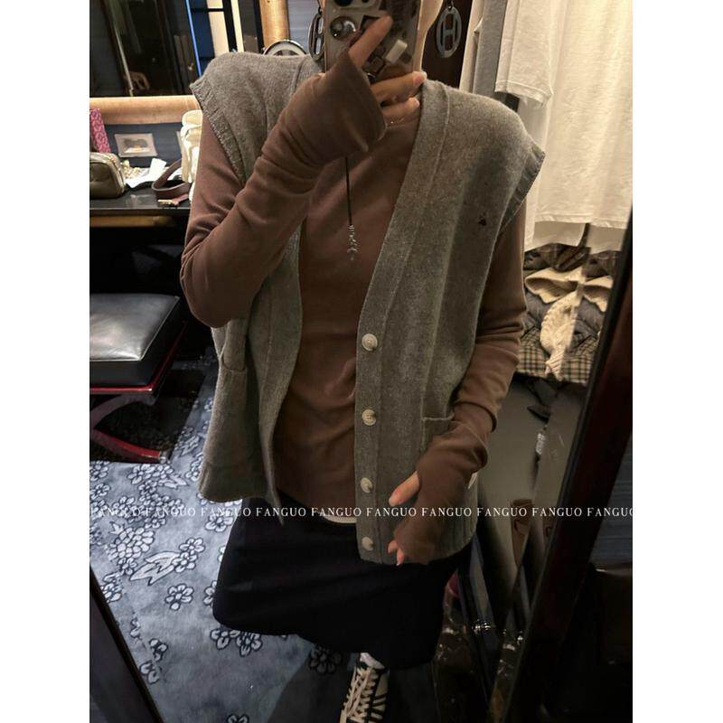 叠穿时髦精！美式老钱风～粗线毛衣坎肩衫马甲女秋冬