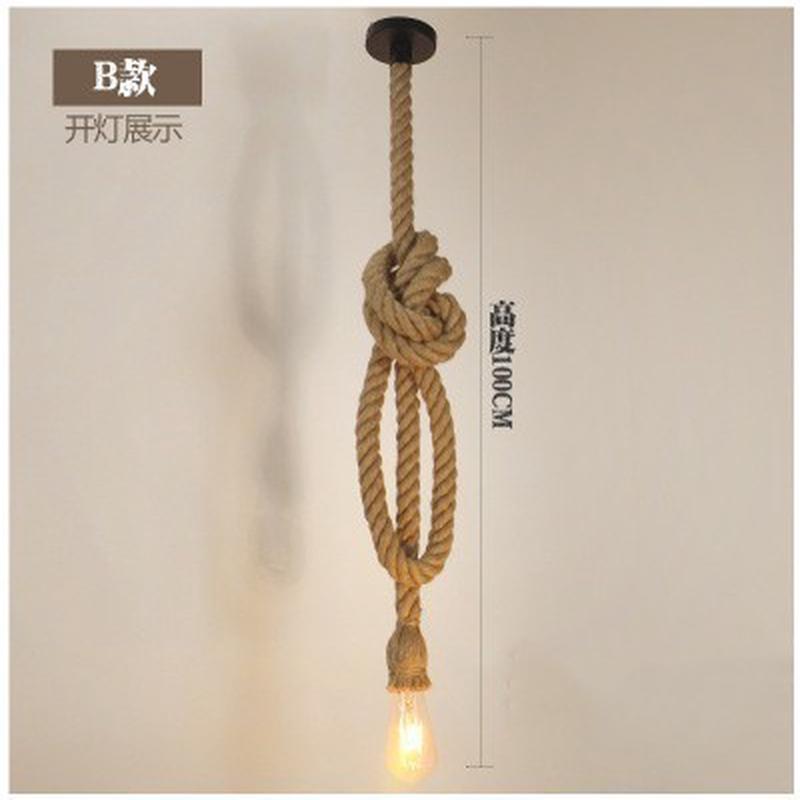 单头麻绳吊灯美式复古工业风咖啡酒吧台餐厅创意个性美式乡村吊灯