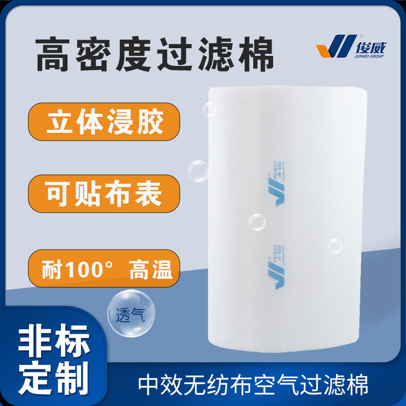 3俊威喷漆房顶棚纤维棉无纺布耐高温防尘中效600g过滤棉F5过滤器