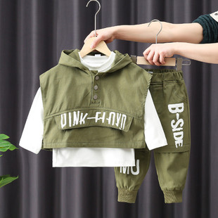男童秋装套装2025新款韩版洋气儿童帅气春秋款三件套宝宝秋季