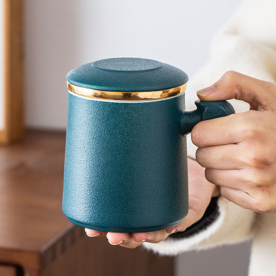 陶瓷茶杯家用茶水分离杯办公室过滤泡茶杯大容量带盖杯子定刻字og