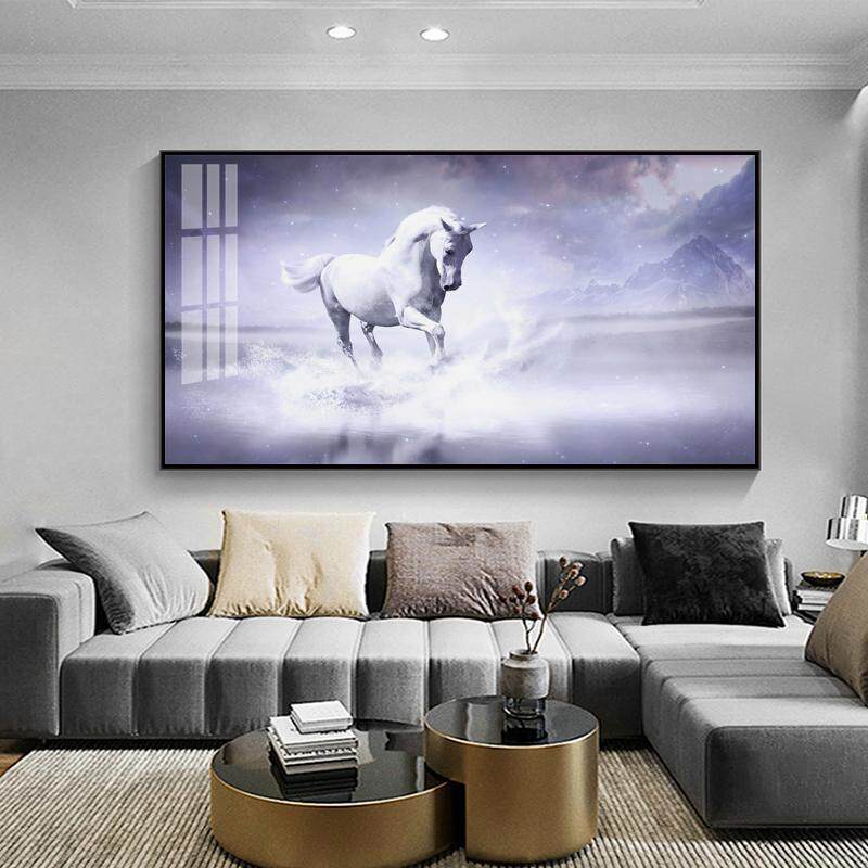 骏马图简约现代高档大幅装饰画办公室客厅挂画沙发背景墙壁画马画