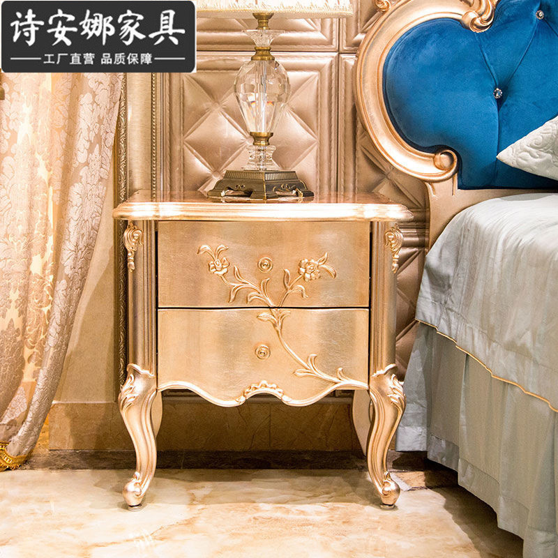 热销欧式床头柜新复古美式床头柜法式雕花古典储物柜实木家具