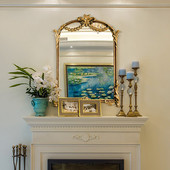 旺盛镜面意式 宫廷雕花梳妆镜实木雕刻卧室梳妆台壁挂古典装 饰镜子