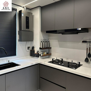 热销源头实木橱柜整体石英石台面灶台柜厨房一体烤漆工厂