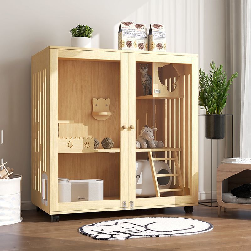 热销全景猫柜猫咪家用豪华猫屋室内猫窝爬架一体实木猫别墅房子猫