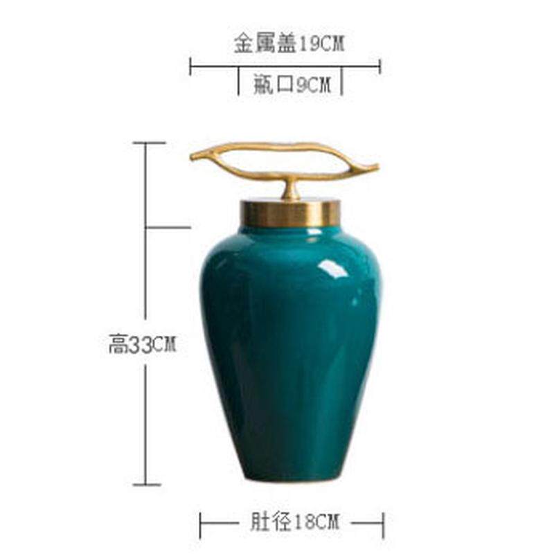 欧美式陶瓷花瓶摆件带盖样板房别墅客厅摆设工艺品酒店插花盆软装