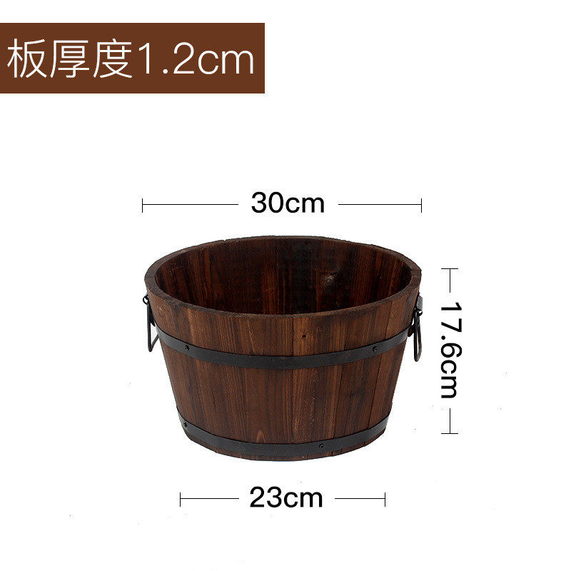 youka-防腐杉木椭圆式绿化花桶阳台庭院公共绿化苗圃圆形种植花箱