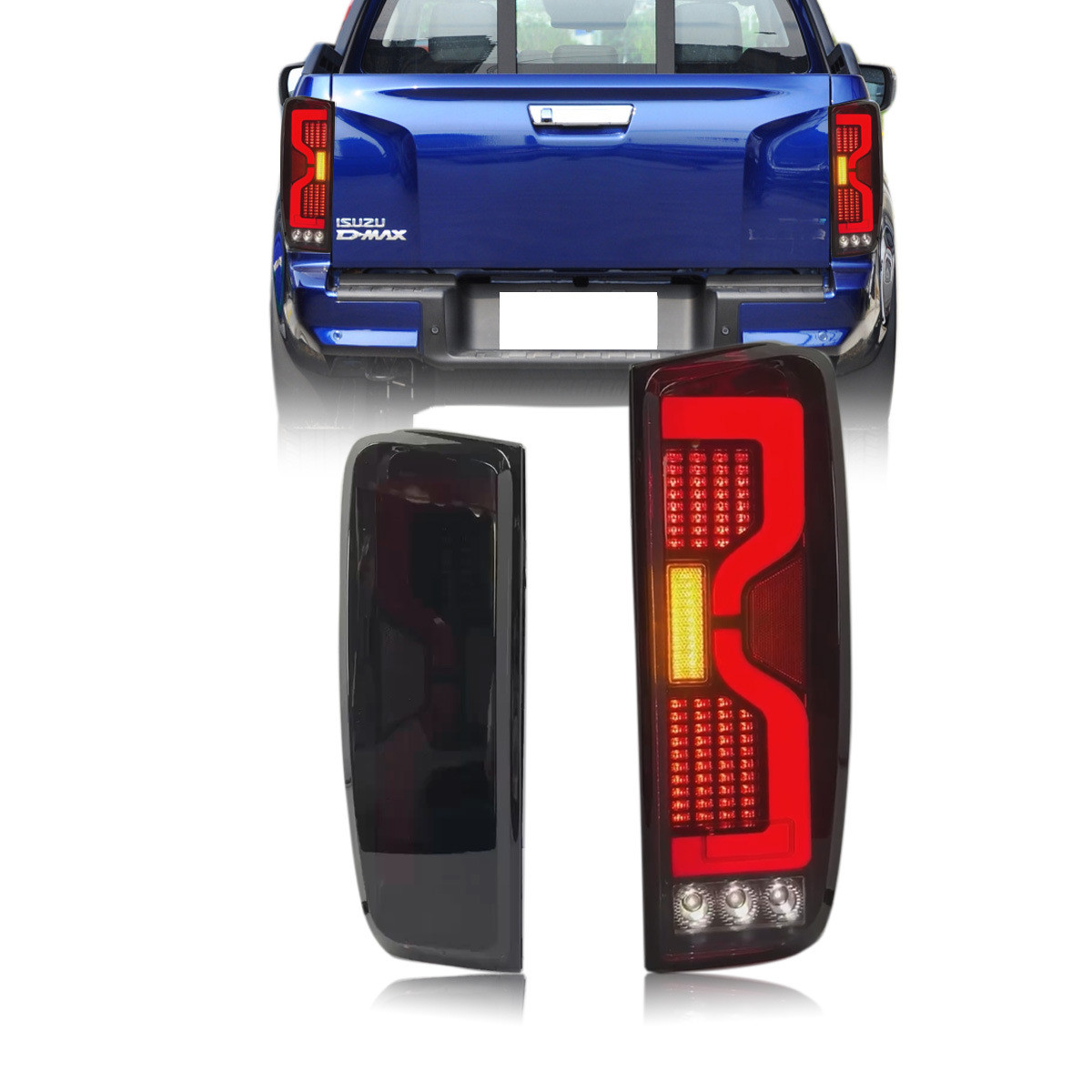适用于IZ五十铃 D-MAX 2021-2023 尾灯总成熏黑改装LED尾灯