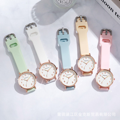 考试专用手表女初高中学生指针式上课看时间用青春校园显白奶茶色