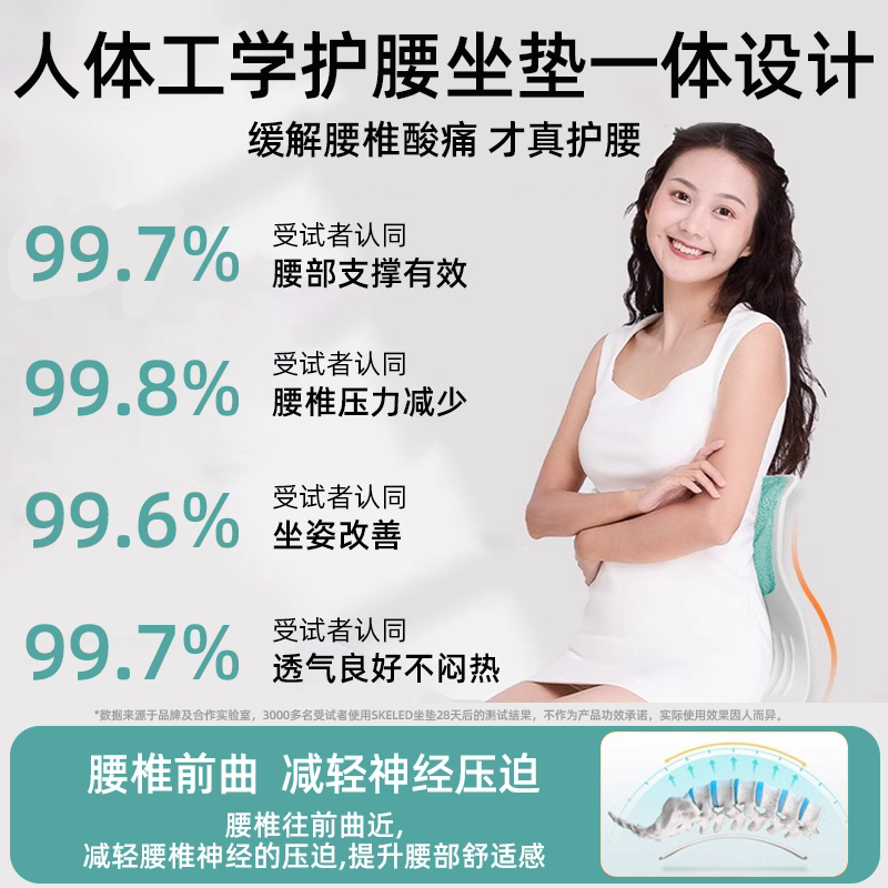 人体工学护腰坐垫办公室学生矫正坐姿成人靠背垫久坐座椅神器开车