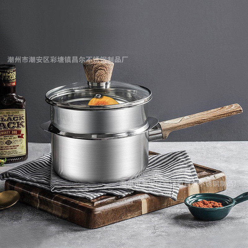 304不锈钢单柄双层小奶锅 家用宝宝辅食锅多功能早餐蒸包煮泡面锅,纺织面料/辅料/配套,纺织机械配件,淘宝优惠券,粉丝福利购,淘宝优惠卷
