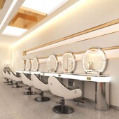 c誴1c六面1新款 美发镜四面美发店发廊专用誴烫染镜理发店带桌面柜