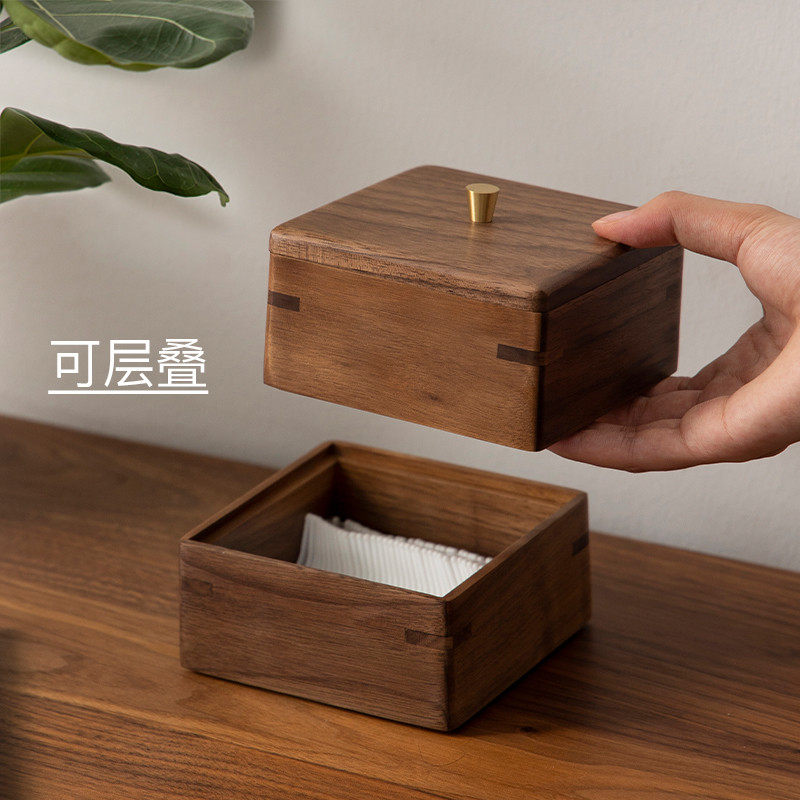 37n实木牙签牙线收纳盒家用餐桌带盖防尘收纳盒棉签化妆棉桌面,收纳整理,桌面收纳盒,淘宝优惠券,粉丝福利购,淘宝优惠卷