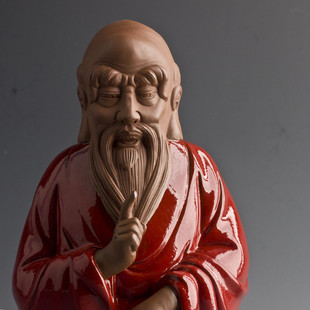 热销陶瓷历史问摆件家居博古架书房紫砂摆设老子人物天灯圈倒流香