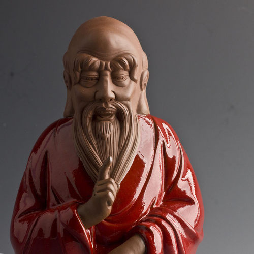 热销陶瓷历史人物摆件家居博古架书房紫砂摆设老子问天灯圈倒流香